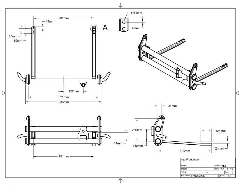 VW老式轿车前横梁结构3D图纸+STEP格式